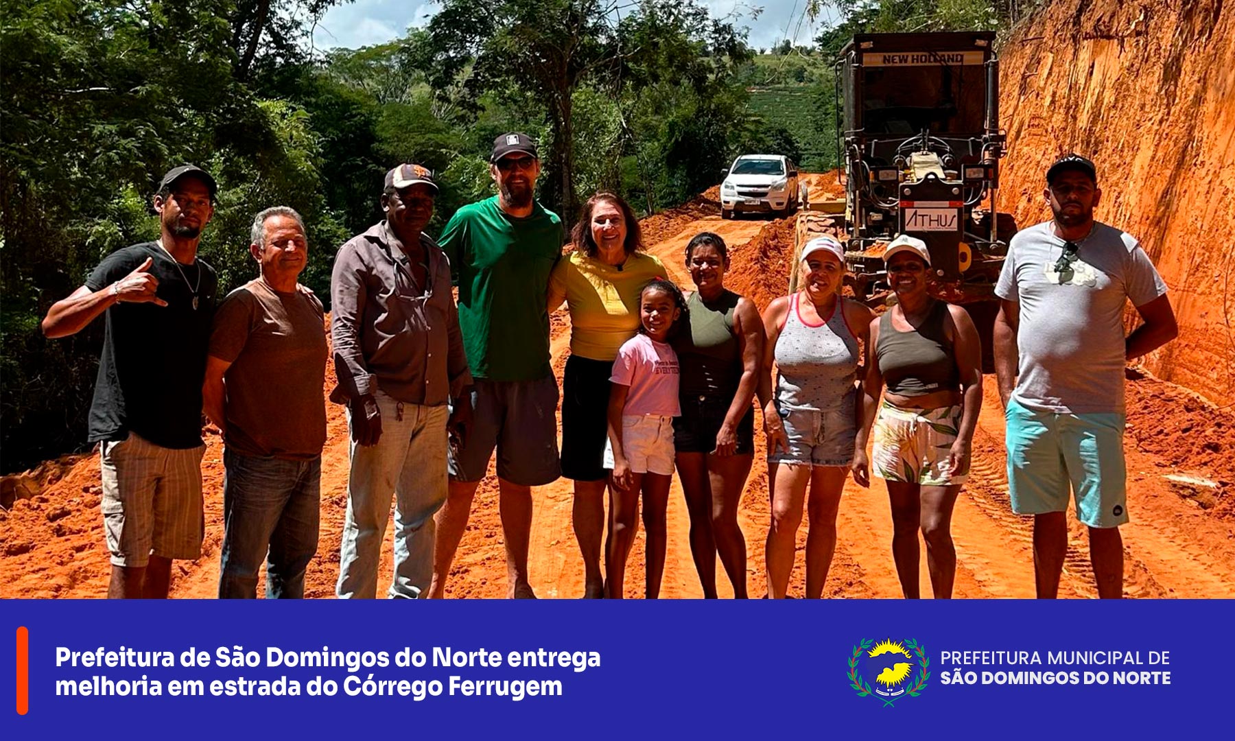 Prefeitura de São Domingos do Norte entrega melhoria em estrada do Córrego Ferrugem